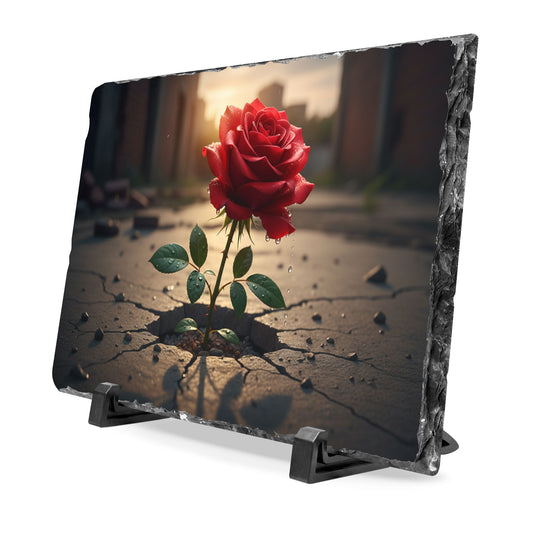 Rose Through Concrete Slate Plaque