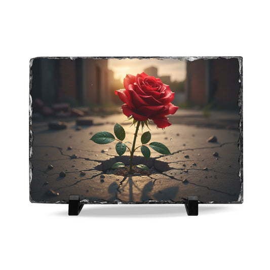 Rose Through Concrete Slate Plaque